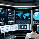 **

A futuristic control room with multiple screens displaying real-time regulatory data feeds from around the world. Business analysts are collaborating, using AI-powered tools to predict potential regulatory changes and their impact on the company's global operations. Visual elements include charts, graphs, and maps highlighting regions with evolving regulations. The overall tone is proactive and data-driven.

**