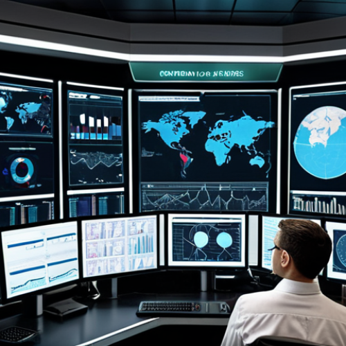 Home 6 **
A futuristic control room with multiple screens displaying real-time regulatory data feeds from around the world. Business analysts are collaborating, using AI-powered tools to predict potential regulatory changes and their impact on the company's global operations. Visual elements include charts, graphs, and maps highlighting regions with evolving regulations. The overall tone is proactive and data-driven.
**