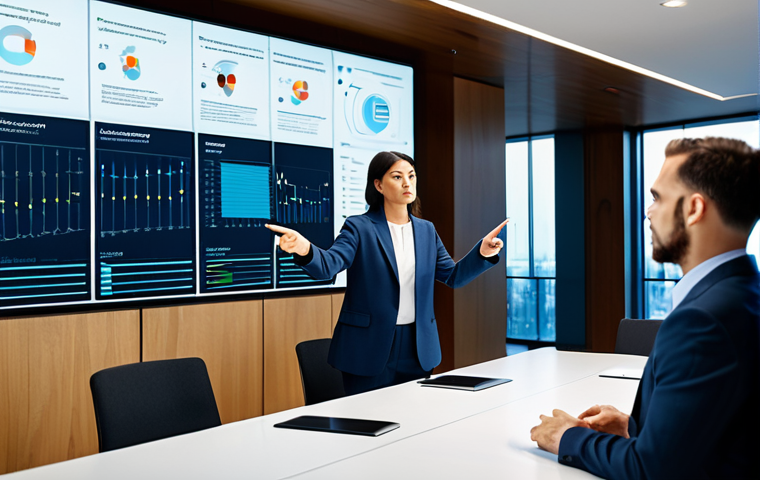A diverse group of professional business executives and legal experts in a brightly lit, modern conference room, fully clothed in modest business suits, engaged in a serious discussion about AI ethics and data privacy. They are gathered around a sleek table, with one individual pointing at a large digital screen displaying abstract data visualizations and legal diagrams. The atmosphere is professional and focused on compliance and responsible technology. The image features perfect anatomy, correct proportions, well-formed hands, proper finger count, and natural body proportions, ensuring appropriate content that is safe for work and family-friendly.
